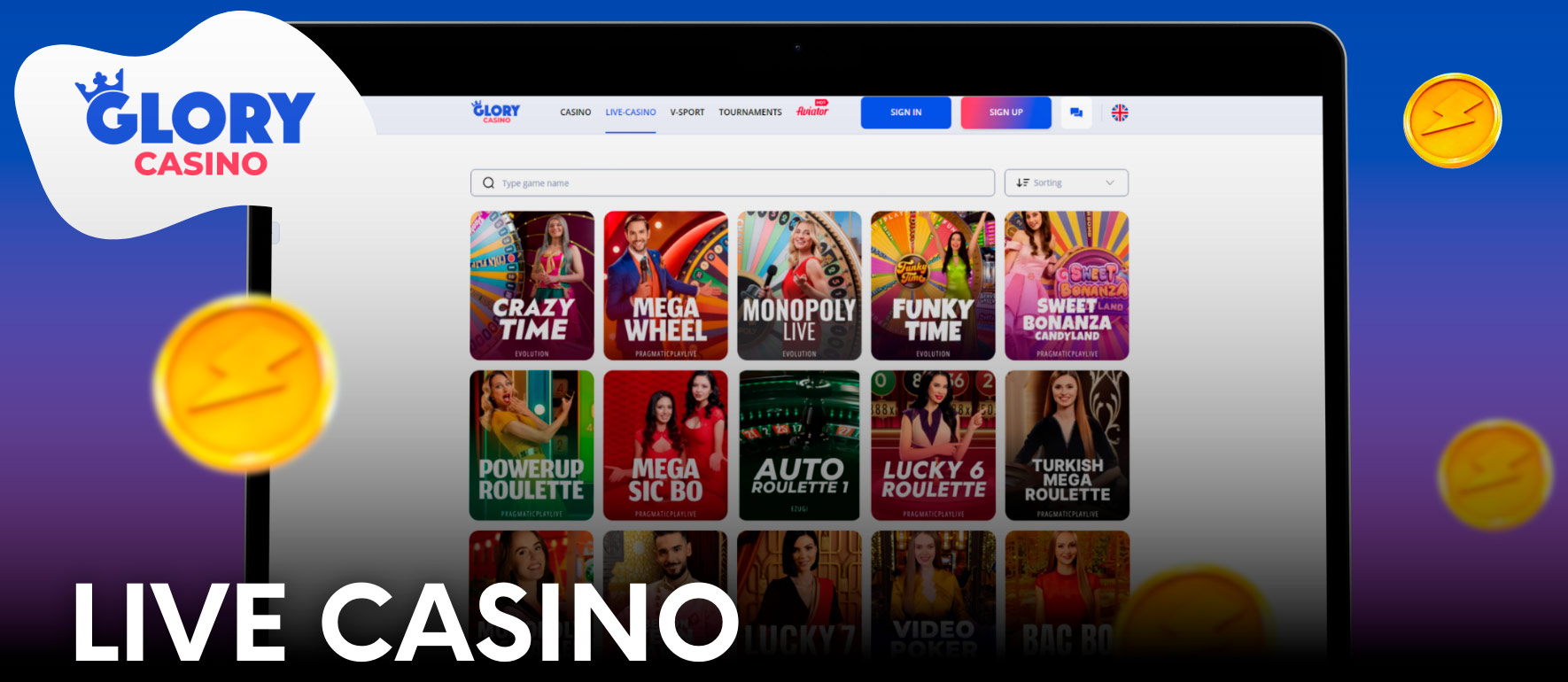 The Live Casino section at Glory Casino গৌরব ক্যাসিনো